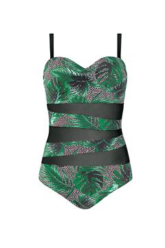 Immagine di PLUS SIZE BLACK WITH GREEN LEAF PRINT.